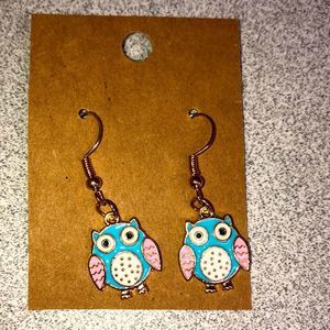 Fashion jewelry colorful alloy baby owl dangle earrings-NWOT